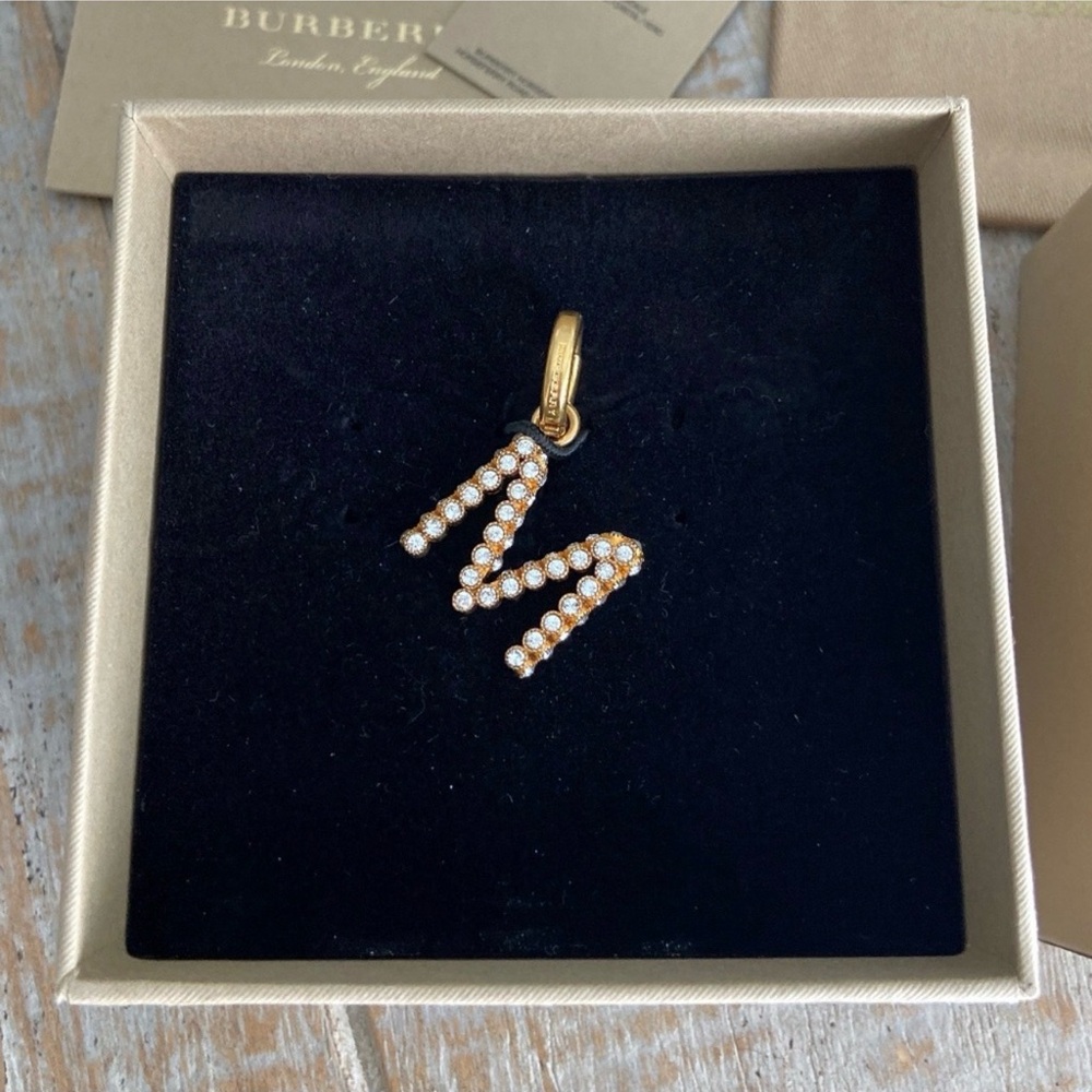 Burberry Gold Crystal 'M' Initial Charm Pendant
